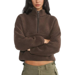Eliza – Fuzzy Warm Half-Zip Cropped Fleece Pullover