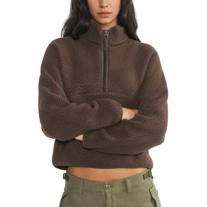 Eliza – Fuzzy Warm Half-Zip Cropped Fleece Pullover