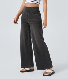 Nancy – Elegant Lace-Trimmed Wide-Leg Jeans