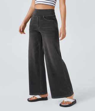 Nancy – Elegant Lace-Trimmed Wide-Leg Jeans