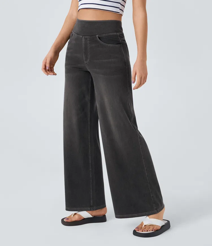 Nancy – Elegant Lace-Trimmed Wide-Leg Jeans