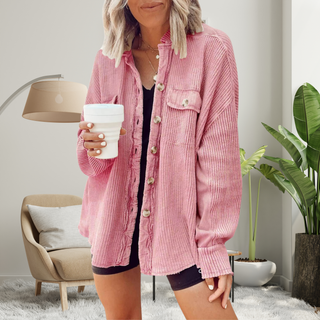Isobel – Cosy Loose Fit Batwing Sleeve Button-Down Jacket