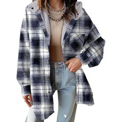 Beatrice – Relaxed Fit Hooded Plaid Jacket