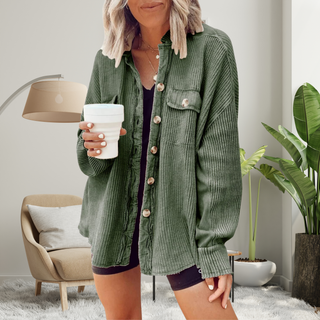 Isobel – Cosy Loose Fit Batwing Sleeve Button-Down Jacket