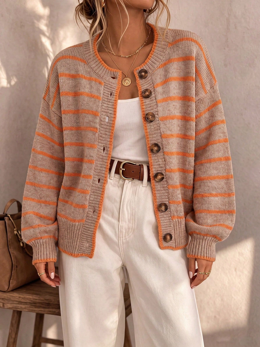 Céliane | Gestreifter, schicker Strickcardigan