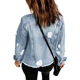 Brenda – Classic Distressed Denim Jacket