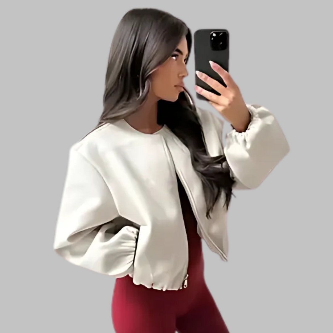 Deirdre – Chic Long Sleeve Zipper Crop Top Jacket