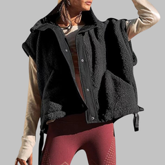 Cynthia – Comfy Warm Fleece Sleeveless Button Down Vest