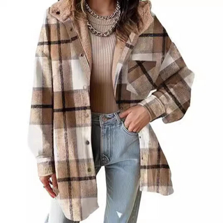 Beatrice – Relaxed Fit Hooded Plaid Jacket