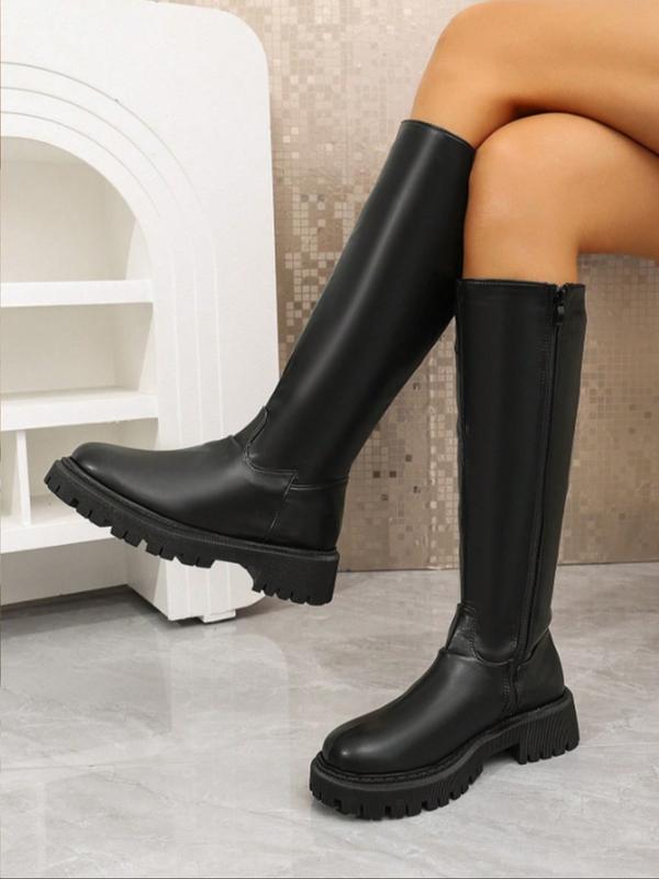 Jean – Knee-High Motorcycle Boots with PU Leather Zip