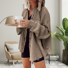 Isobel – Cosy Loose Fit Batwing Sleeve Button-Down Jacket