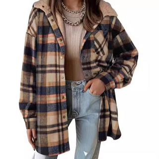 Beatrice – Relaxed Fit Hooded Plaid Jacket