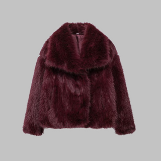 Anthea – Classy Long Sleeve Collared Fuzzy Coat