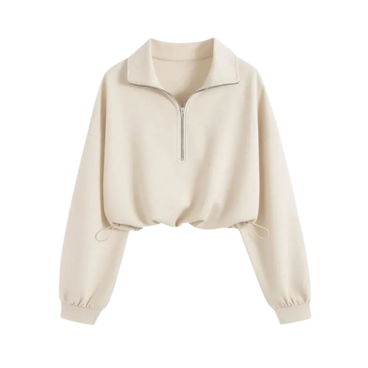 Glenda – Comfortable Half-Zip Drawstring Cropped Sweatshirt
