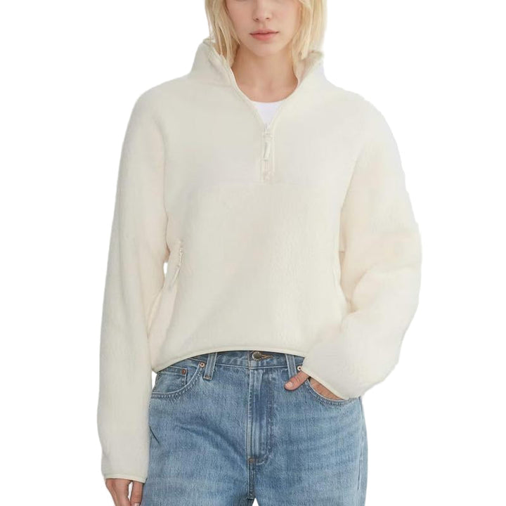 Eliza – Fuzzy Warm Half-Zip Cropped Fleece Pullover