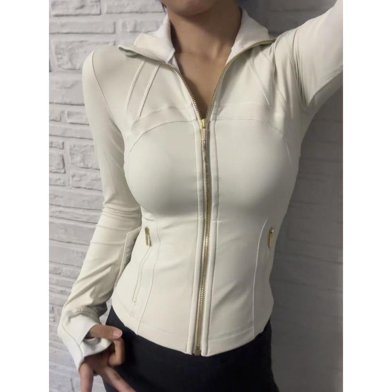 Nancy – Solid Zip-Up Collared Workout Jacket