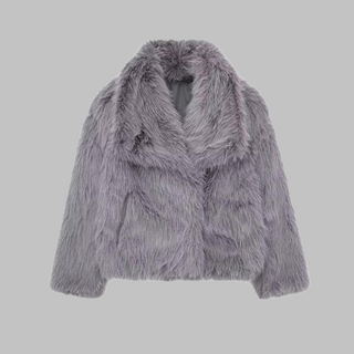 Anthea – Classy Long Sleeve Collared Fuzzy Coat