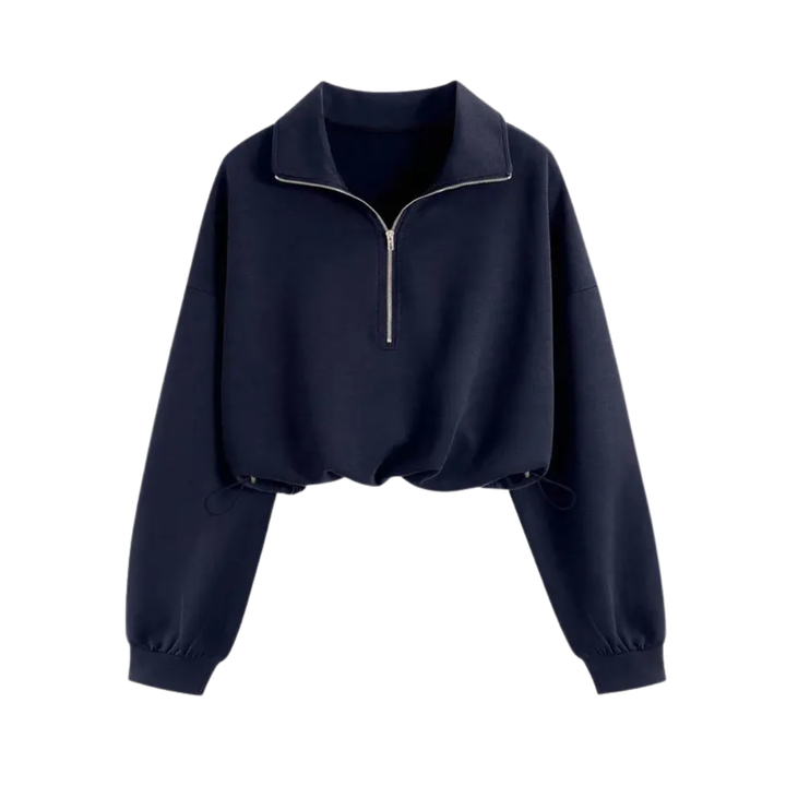 Glenda – Comfortable Half-Zip Drawstring Cropped Sweatshirt