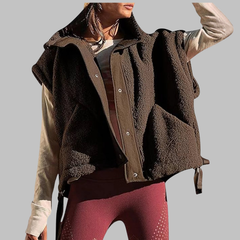 Cynthia – Comfy Warm Fleece Sleeveless Button Down Vest