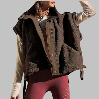 Cynthia – Comfy Warm Fleece Sleeveless Button Down Vest