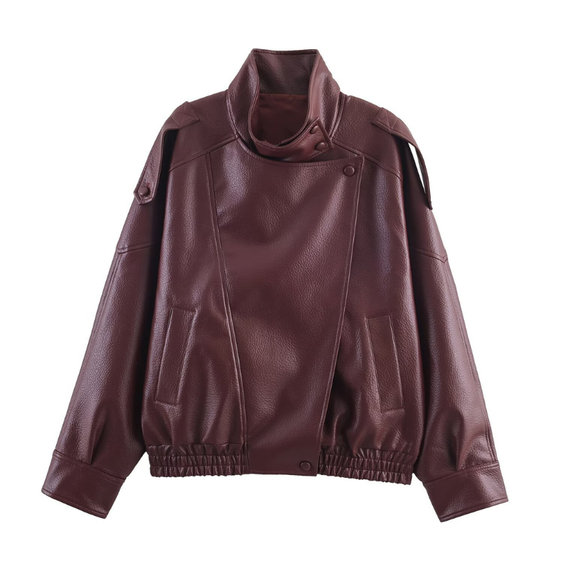 Alice – Trendy Lychee Pattern Leather Jacket
