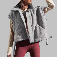 Cynthia – Comfy Warm Fleece Sleeveless Button Down Vest