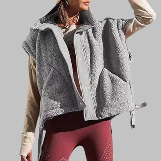 Cynthia – Comfy Warm Fleece Sleeveless Button Down Vest