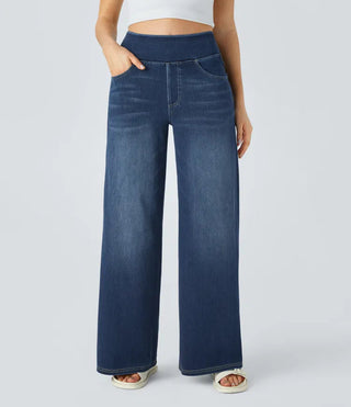 Nancy – Elegant Lace-Trimmed Wide-Leg Jeans