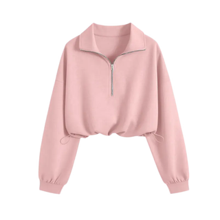Glenda – Comfortable Half-Zip Drawstring Cropped Sweatshirt