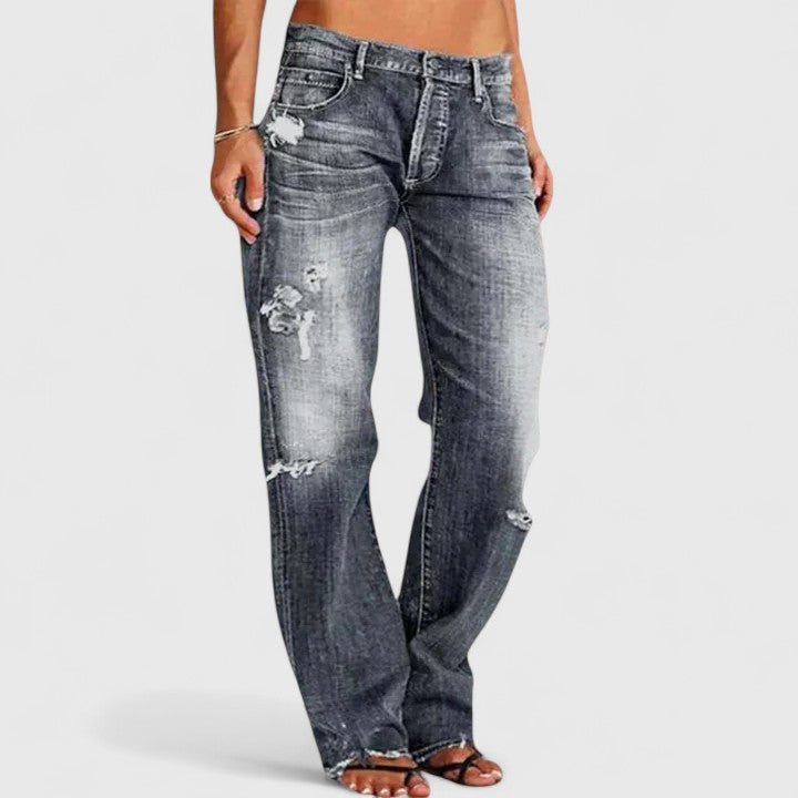 Pauline – Stylish Rugged Wide-Leg Jeans