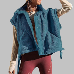 Cynthia – Comfy Warm Fleece Sleeveless Button Down Vest