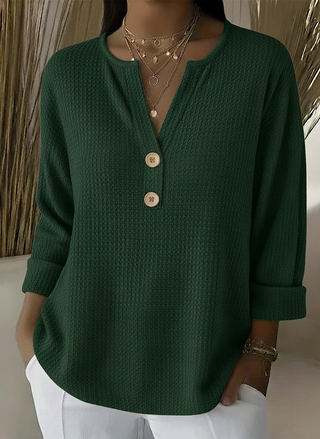 Lucía | T-Shirt Henley mit geprägter Textur und Knöpfen