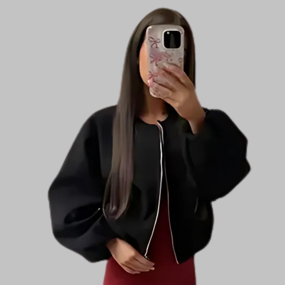 Deirdre – Chic Long Sleeve Zipper Crop Top Jacket