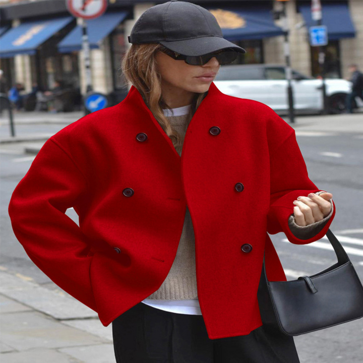 Jasmine – Cosy Long Sleeve Stand Collar Coat