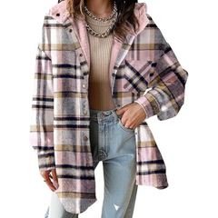 Beatrice – Relaxed Fit Hooded Plaid Jacket