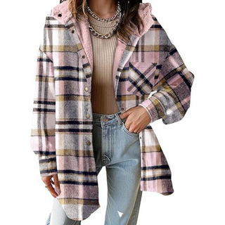 Beatrice – Relaxed Fit Hooded Plaid Jacket