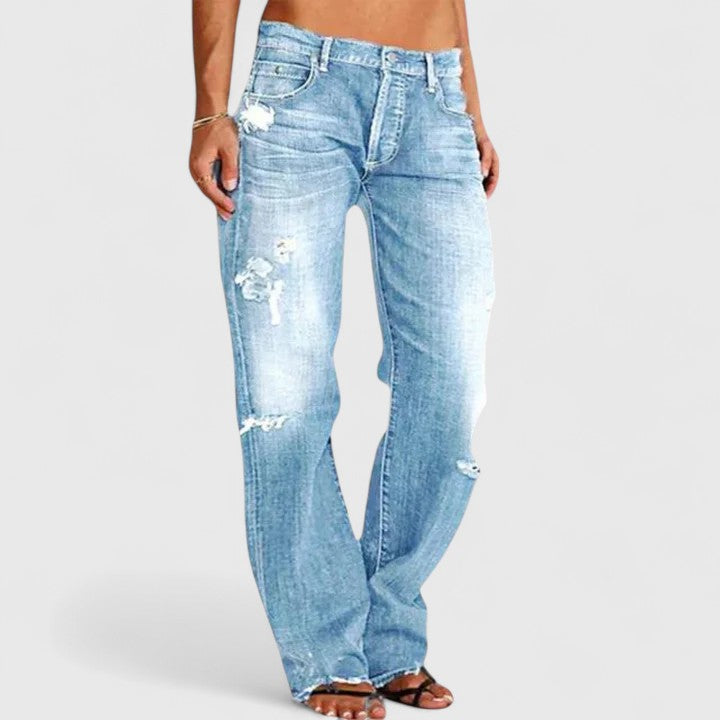 Pauline – Stylish Rugged Wide-Leg Jeans