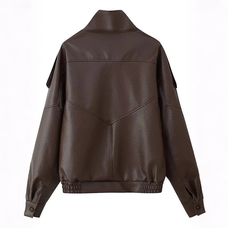 Alice – Trendy Lychee Pattern Leather Jacket