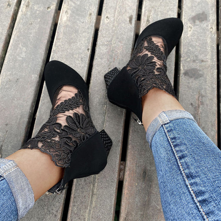 Nancy – Chic Lace Heeled Boots