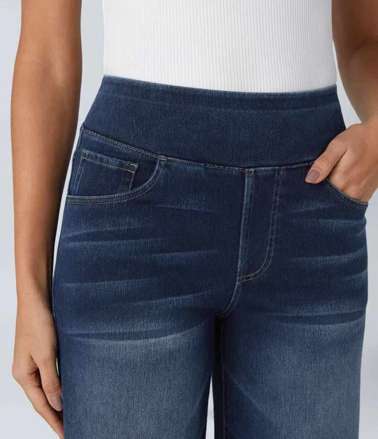 Nancy – Elegant Lace-Trimmed Wide-Leg Jeans