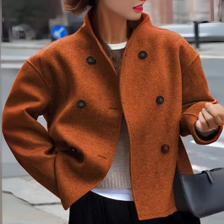Jasmine – Cosy Long Sleeve Stand Collar Coat