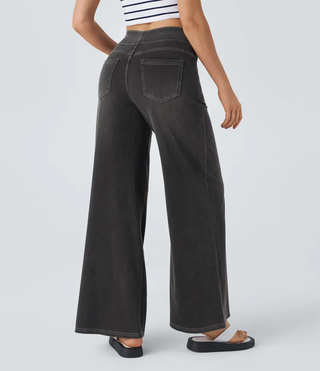 Nancy – Elegant Lace-Trimmed Wide-Leg Jeans