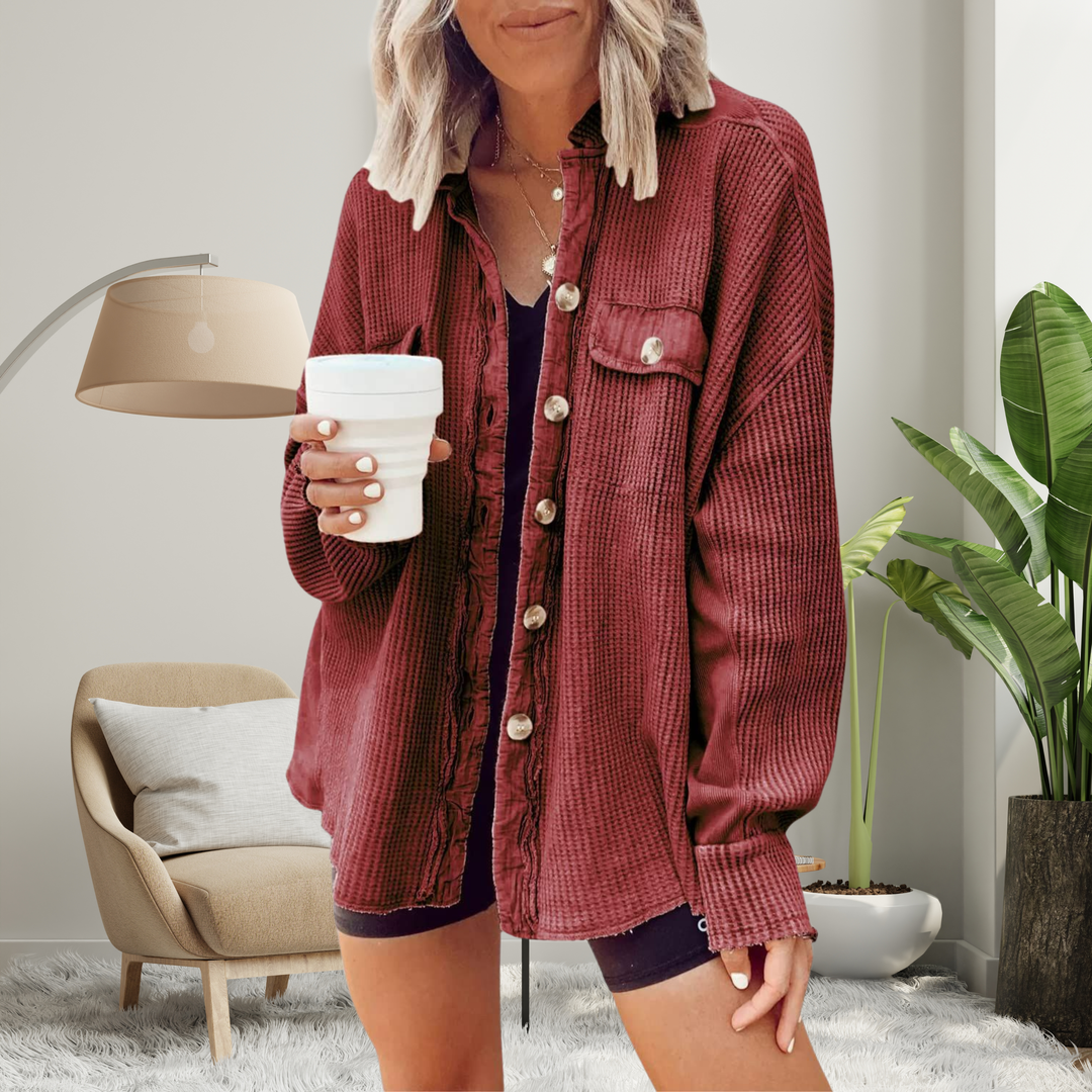 Isobel – Cosy Loose Fit Batwing Sleeve Button-Down Jacket