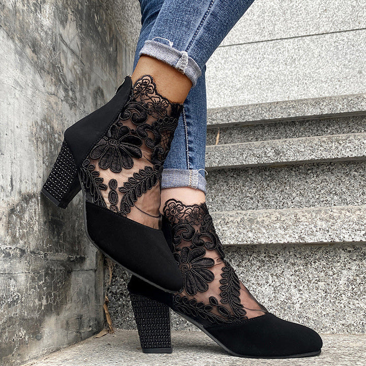 Nancy – Chic Lace Heeled Boots