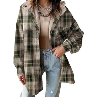 Beatrice – Relaxed Fit Hooded Plaid Jacket