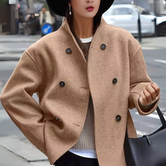 Jasmine – Cosy Long Sleeve Stand Collar Coat