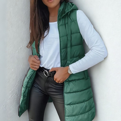 Freda – Casual Sleeveless Hooded Long Puffer Vest