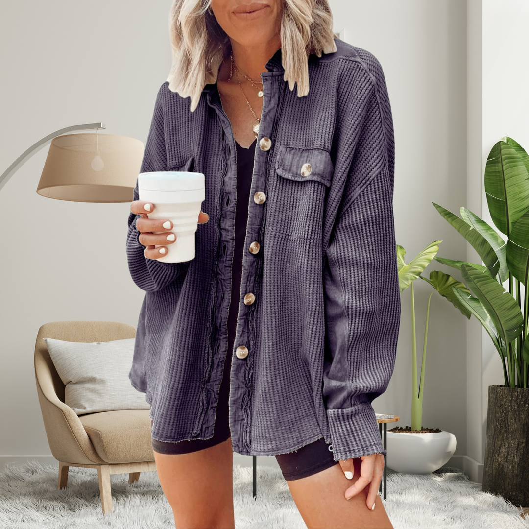 Isobel – Cosy Loose Fit Batwing Sleeve Button-Down Jacket