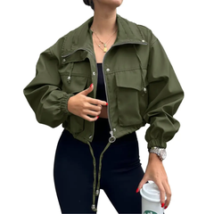 Ethel – Solid Zip-Up Crop Jacket