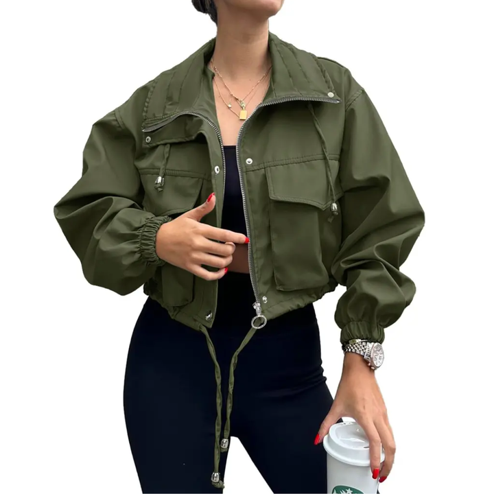 Ethel – Solid Zip-Up Crop Jacket